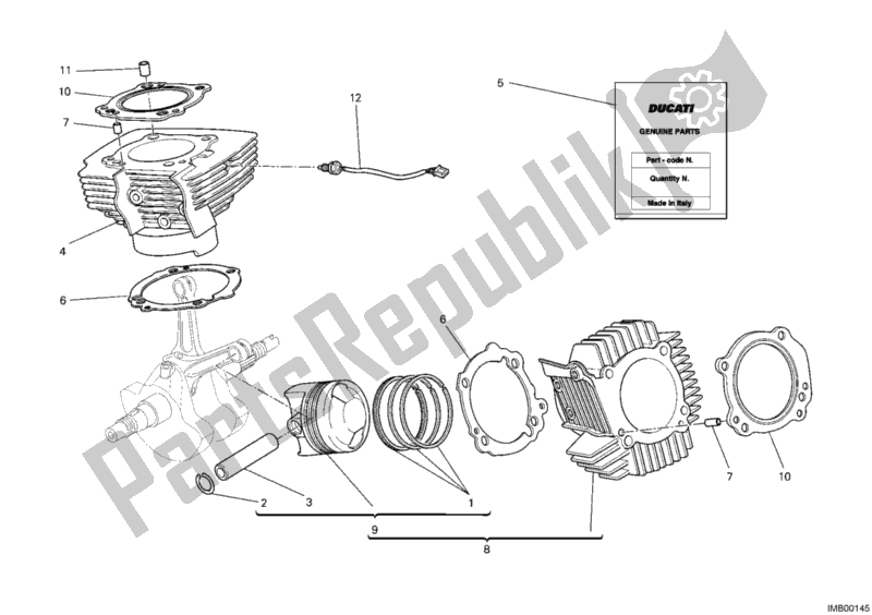 All parts for the Cylinder - Piston of the Ducati Monster 696 USA 2012